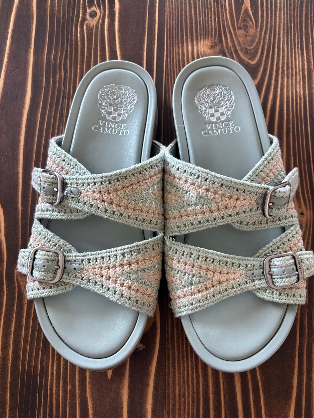 Vince Camuto Adjustable Crochet Double-Strap Slide Sandals